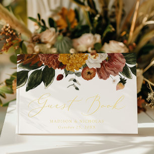 Boho Autumn Floral Wedding Guest Book