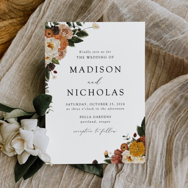 Boho Autumn Floral Wedding Invitation (Creator Uploaded)