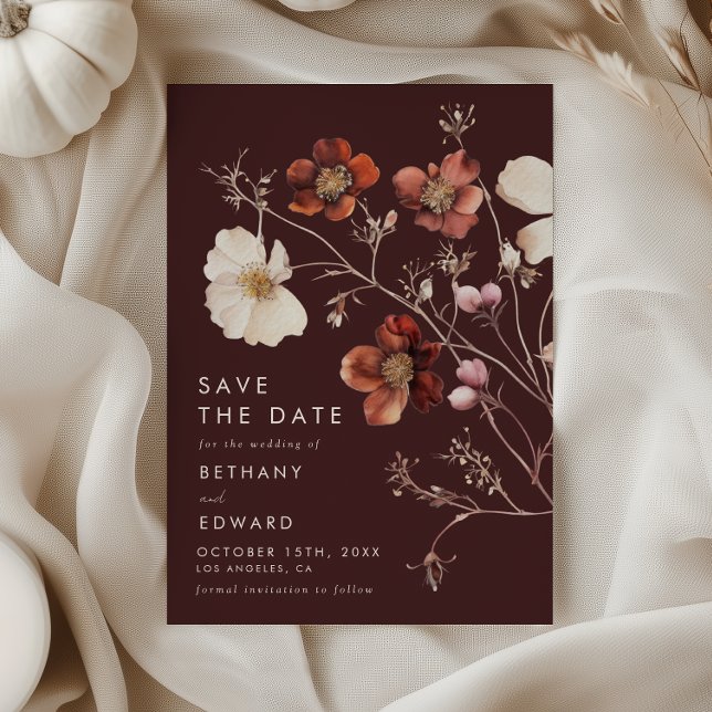 Boho Autumn Floral Wedding Save The Date (Creator Uploaded)