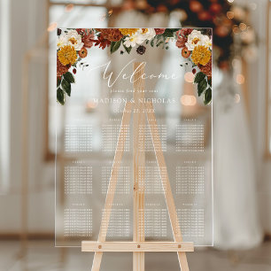 Boho Autumn Floral Wedding Seating Chart