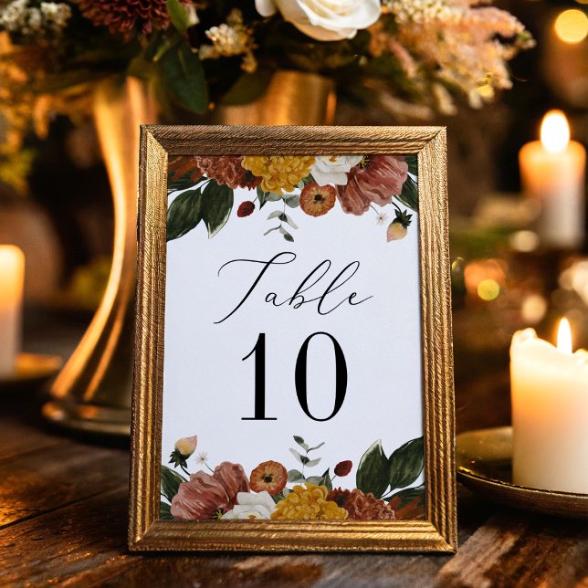Boho Autumn Floral Wedding Table Number (Creator Uploaded)