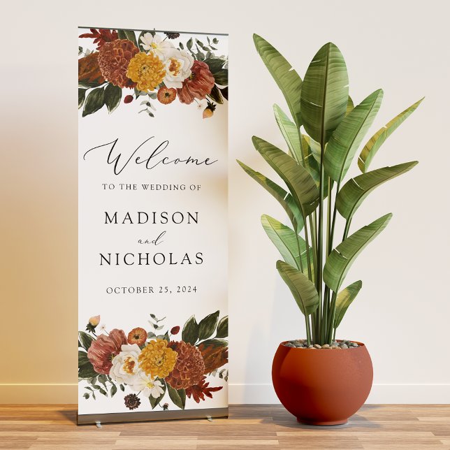 Boho Autumn Floral Wedding Welcome Retractable Banner (Creator Uploaded)