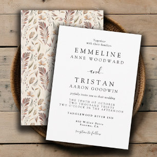 Boho Autumn Foliage   Botanical Wedding Invitation