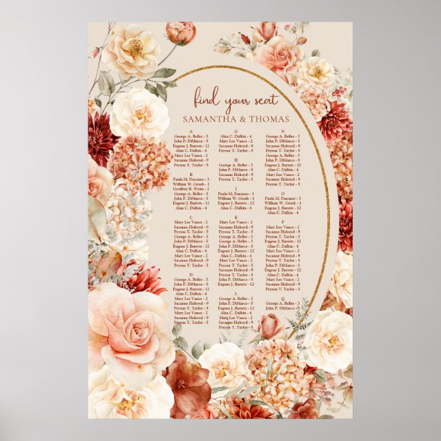 Boho autumn garden spices orange rust Alphabetical Poster (Front)