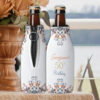 Boho Autumn Leaves 50th Birthday Personalised Bott