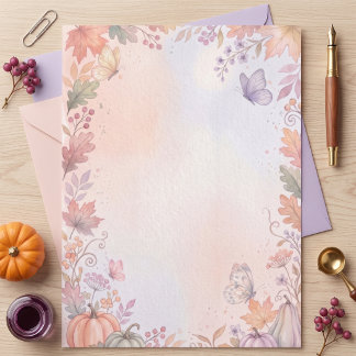 Boho Autumn Pumpkin Custom Letterhead