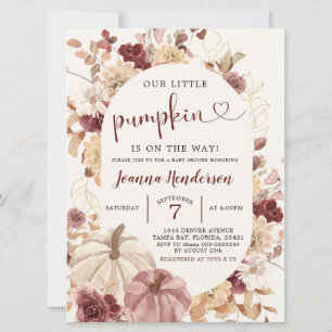 Boho Autumn Pumpkin Floral Baby Shower Invitation
