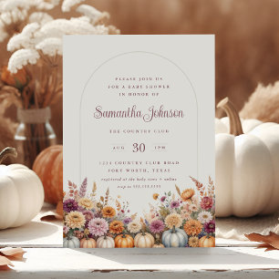Boho Autumn Pumpkins and Florals Baby Shower Invitation