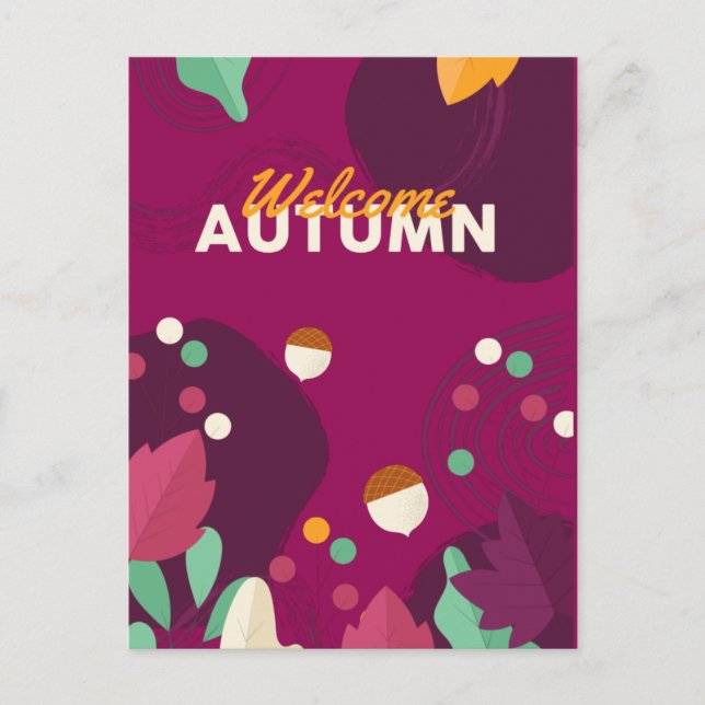 Boho Autumn Season with Leaves Holiday Postcard (Front)