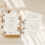 Boho Autumn Wildflower | Beige All In One Wedding Invitation<br><div class="desc">Introducing our stunning boho autumn wildflower | beige all in one wedding invitation, which embraces a simple and modern design reflecting the beauty of nature. Featuring pressed dried fall watercolor flowers and terracotta leaves, it captures the essence of October's burnt orange hues, creating a minimalist yet classic design that exudes...</div>