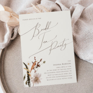 Boho Autumn Wildflower   Beige Bridal Tea Party Invitation