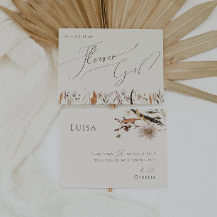 Boho Autumn Wildflower   Beige Flower Girl Card