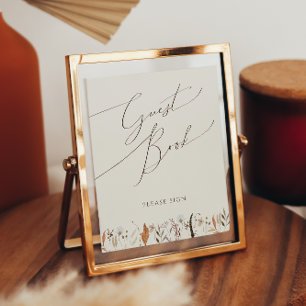 Boho Autumn Wildflower   Beige Guest Book Sign