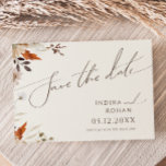 Boho Autumn Wildflower | Beige Horizontal  Save The Date<br><div class="desc">Introducing our stunning boho autumn wildflower | beige horizontal save the date, which embraces a simple and modern design reflecting the beauty of nature. Featuring pressed dried fall watercolor flowers and terracotta leaves, it captures the essence of October's burnt orange hues, creating a minimalist yet classic design that exudes warmth...</div>