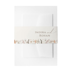 Boho Autumn Wildflower   Beige Invitation Belly Band