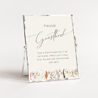 Boho Autumn Wildflower Beige Photo Guest Book Sign