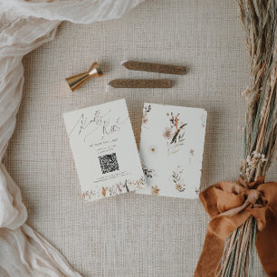 Boho Autumn Wildflower   Beige QR Code RSVP Card