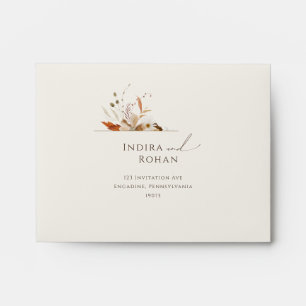 Boho Autumn Wildflower   Beige Self-Addressed RSVP Envelope