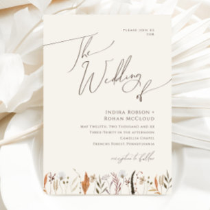 Boho Autumn Wildflower Beige The Wedding Of Invitation