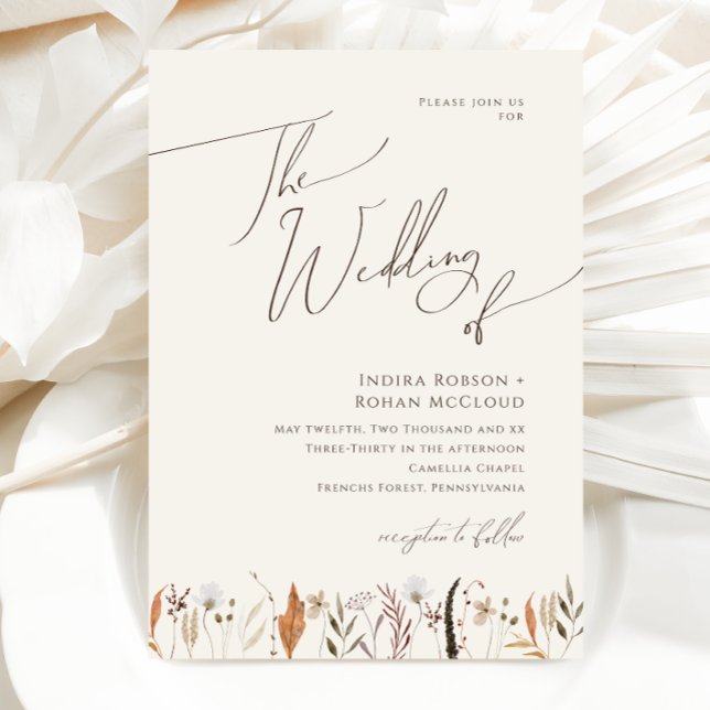 Boho Autumn Wildflower | Beige The Wedding Of Invitation (Creator Uploaded)