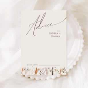 Boho Autumn Wildflower   Beige Wedding Advice Card