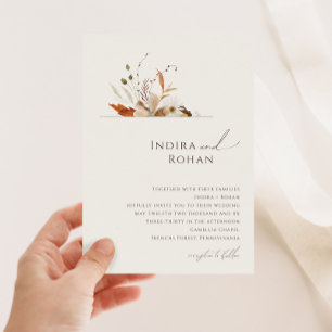 Boho Autumn Wildflower   Beige Wedding Invitation