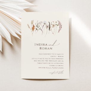 Boho Autumn Wildflower   Beige Wedding Invitation