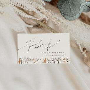 Boho Autumn Wildflower   Beige Wedding Website Enclosure Card