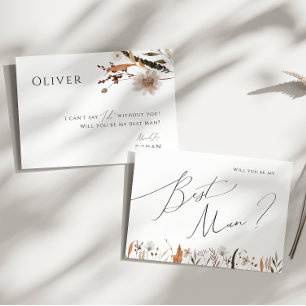 Boho Autumn Wildflower   Best Man Proposal Card