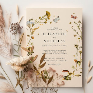 Boho Autumn Wildflower   Botanical Wedding Invitation