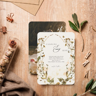 Boho Autumn Wildflower   Botanical Wedding Invitation