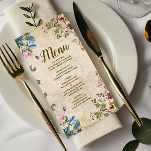 Boho Autumn Wildflower Botanical Wedding  Menu