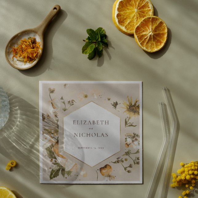 Boho Autumn Wildflower | Botanical Wedding Napkin (Creator Uploaded)