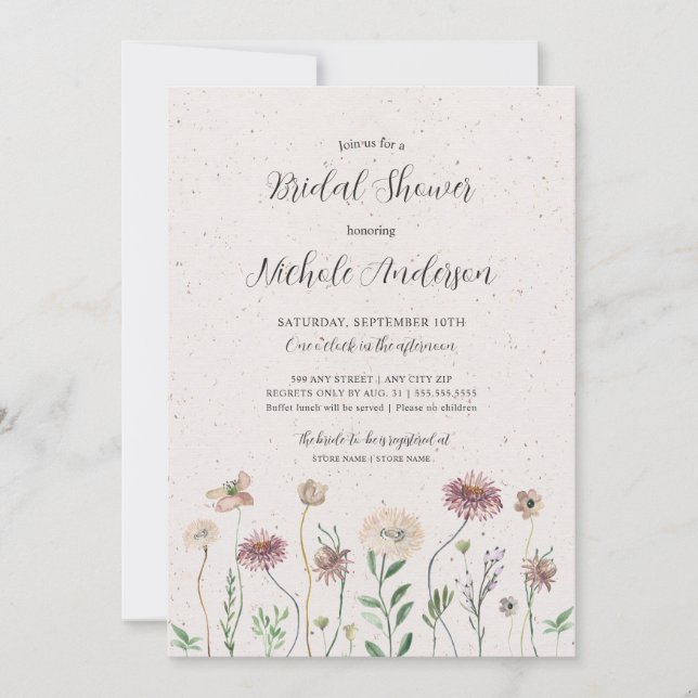 Boho Autumn Wildflower Bridal Shower Invitation (Front)