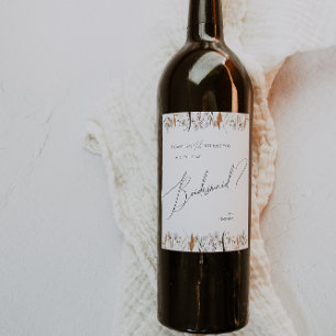 Boho Autumn Wildflower   Bridesmaid Proposal Wine Label
