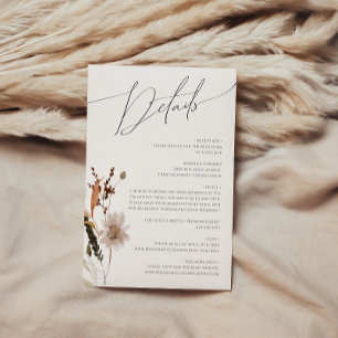 Boho Autumn Wildflower   Details Enclosure Card