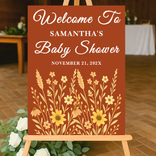 Boho Autumn Wildflower Fall Baby Shower Welcome Acrylic Sign
