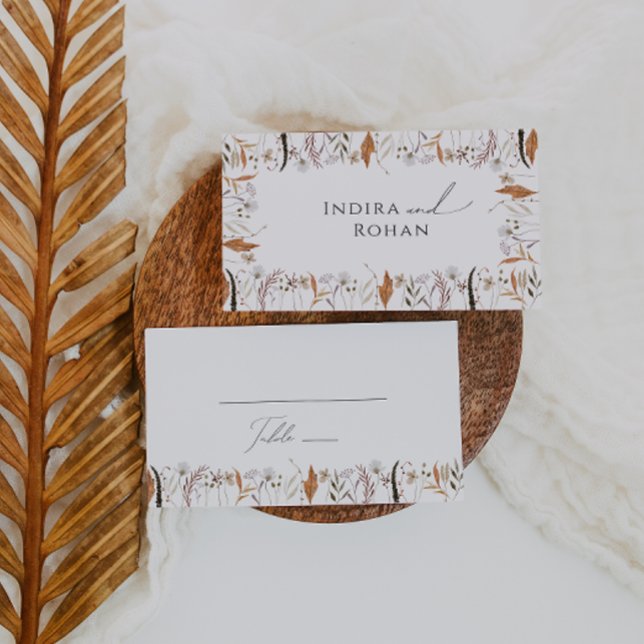 Boho Autumn Wildflower | Flat Wedding Place Card (Creator Uploaded)