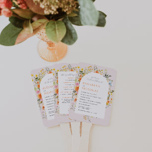 Boho Autumn Wildflower Floral Wedding Program Hand Fan