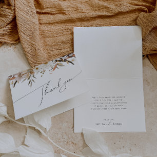 Boho Autumn Wildflower Folded Thank You Card