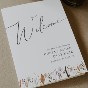 Boho Autumn Wildflower   Folded Wedding Program Programme