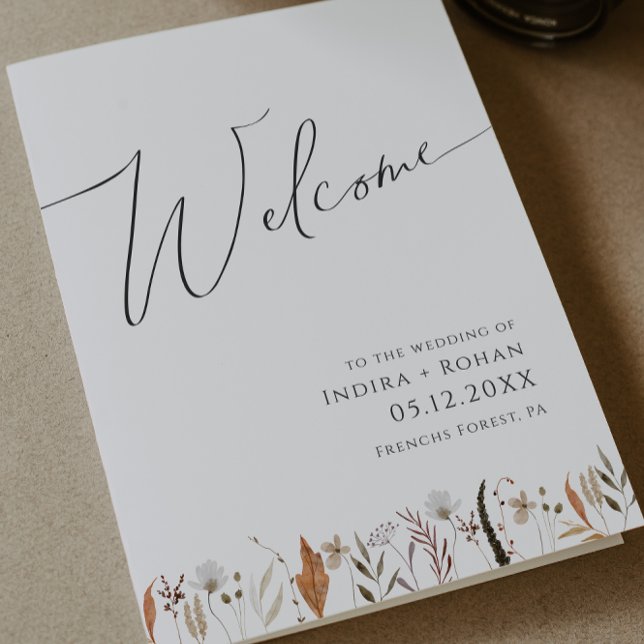 Boho Autumn Wildflower | Folded Wedding Program Programme (Creator Uploaded)