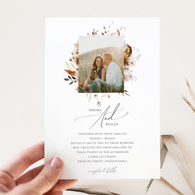 Boho Autumn Wildflower | Photo Wedding Invitation (Creator Uploaded)