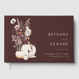 Boho Autumn Wildflower Pumpkin Wedding Guest Book
