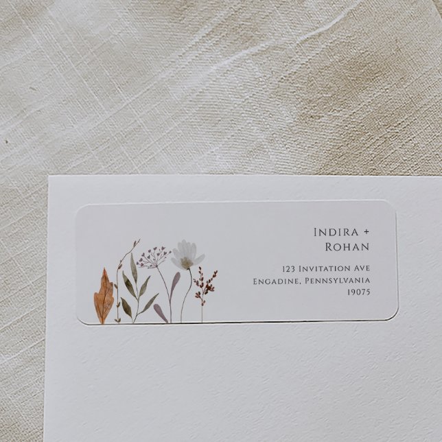 Boho Autumn Wildflower Simple Return Address Label (Creator Uploaded)