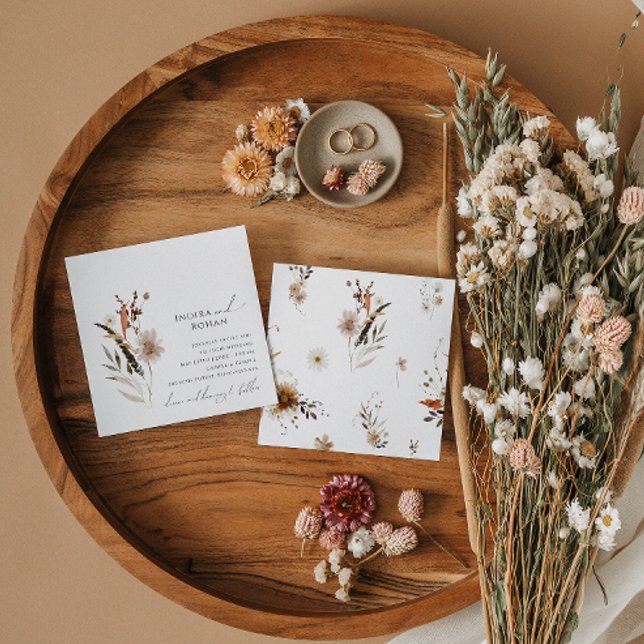 Boho Autumn Wildflower | Square Wedding Invitation (Creator Uploaded)