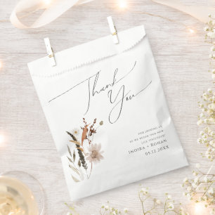 Boho Autumn Wildflower   Thank You Favour Bags