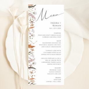 Boho Autumn Wildflower   Wedding Dinner Menu