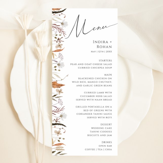Boho Autumn Wildflower | Wedding Dinner Menu (Creator Uploaded)