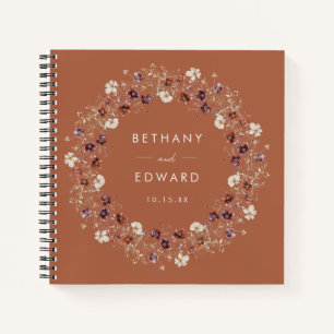 Boho Autumn Wildflower Wedding Guestbook Notebook